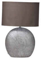 Large Swirl Ceramic Lamp with Fabric Shade - Grey/Mushroom-abc
