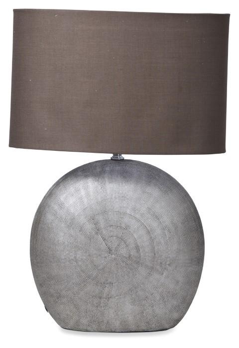 Large Swirl Ceramic Lamp with Fabric Shade - Grey/Mushroom-abc