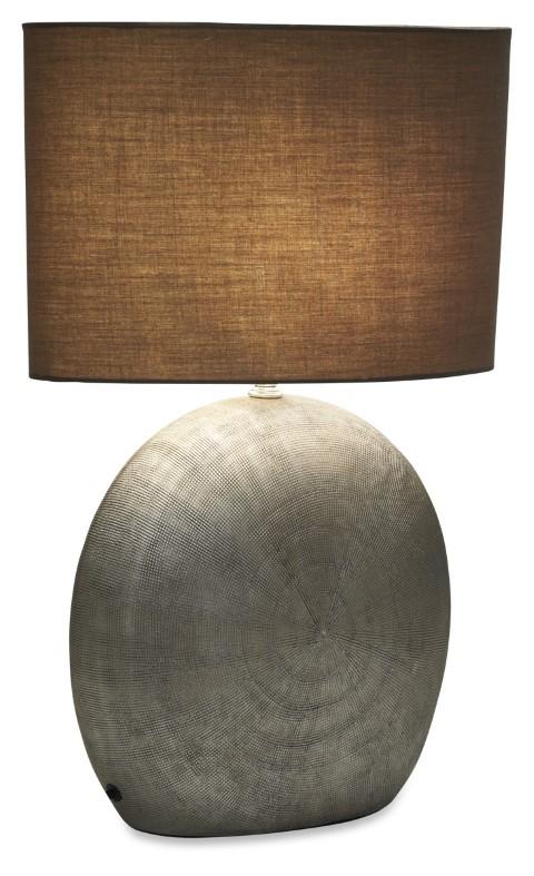Large Swirl Ceramic Lamp with Fabric Shade - Grey/Mushroom-abc
