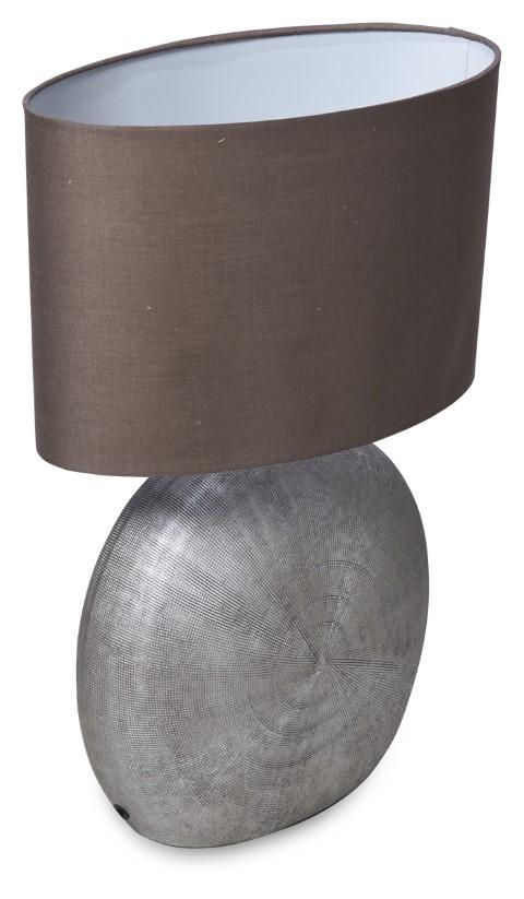Large Swirl Ceramic Lamp with Fabric Shade - Grey/Mushroom-abc