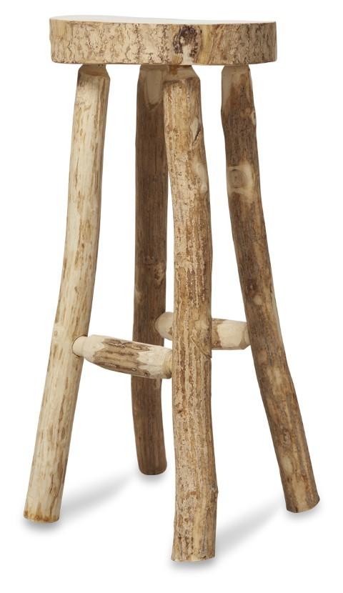 Ubud 4 Leg Paulownia Wood 74cm Stool - Bleached-abc