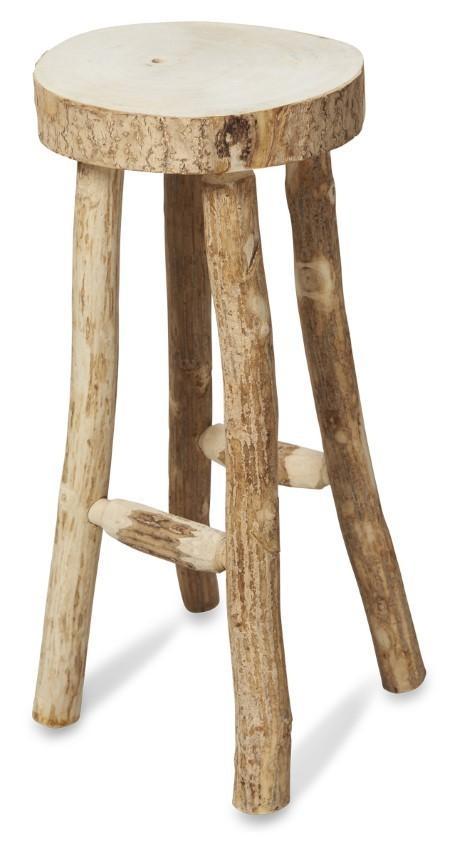 Ubud 4 Leg Paulownia Wood 74cm Stool - Bleached-abc