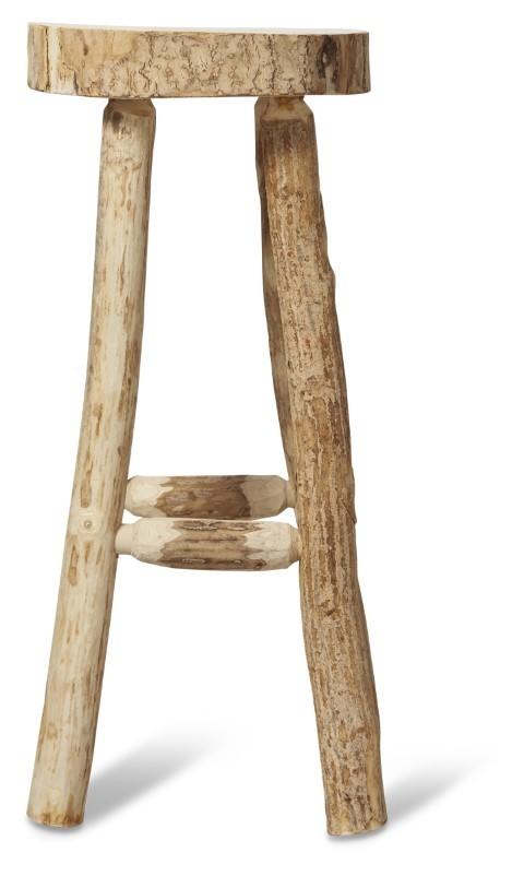 Ubud 4 Leg Paulownia Wood 74cm Stool - Bleached-abc