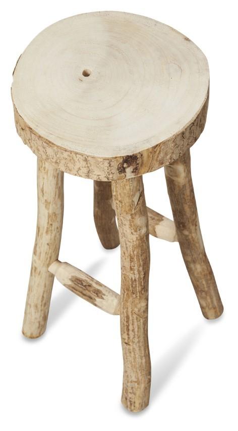Ubud 4 Leg Paulownia Wood 74cm Stool - Bleached-abc