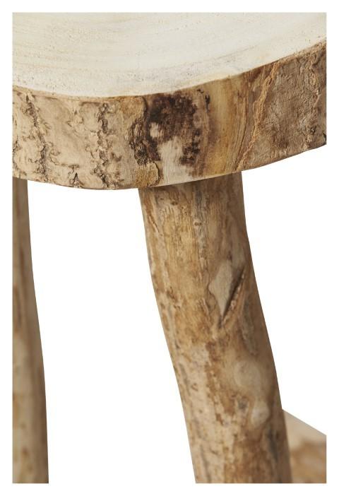 Ubud 4 Leg Paulownia Wood 74cm Stool - Bleached-abc