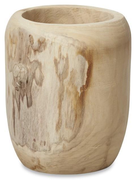 Tall Rounded Paulownia Wood Top Planter - Bleached-abc