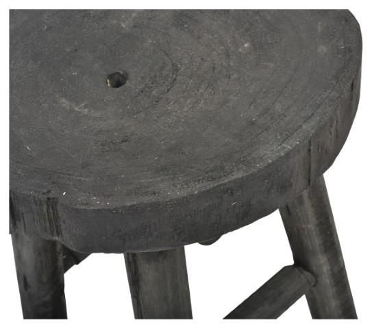 Ubud 4 Leg Wood Stool - Black-abc